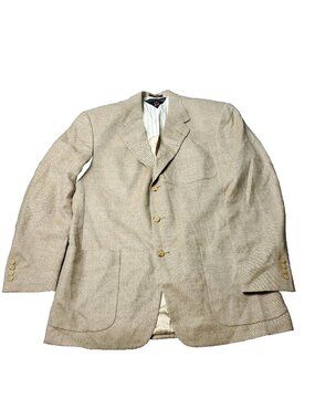 VINTAGE 90s Tommy Hilfiger Blazer Men 42L Tan Beige Suit Jacket Pockets Dillards